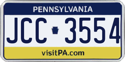 PA license plate JCC3554
