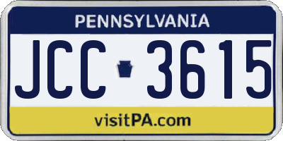 PA license plate JCC3615