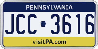 PA license plate JCC3616