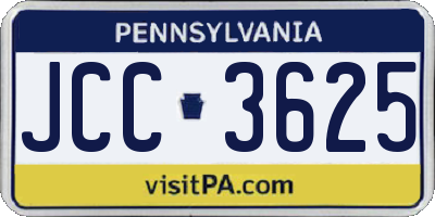 PA license plate JCC3625