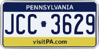 PA license plate JCC3629