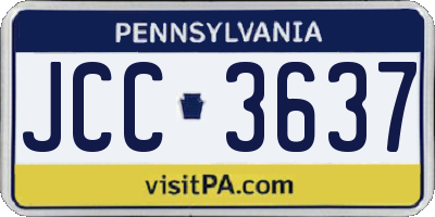 PA license plate JCC3637