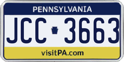 PA license plate JCC3663