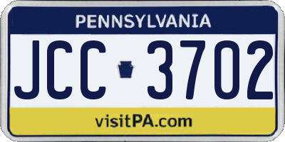 PA license plate JCC3702