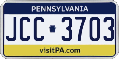 PA license plate JCC3703