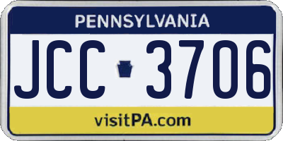 PA license plate JCC3706