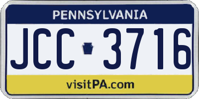 PA license plate JCC3716
