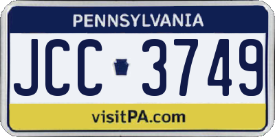 PA license plate JCC3749