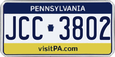 PA license plate JCC3802