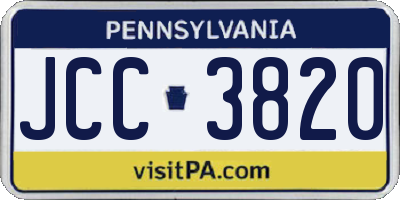PA license plate JCC3820