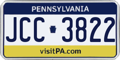 PA license plate JCC3822
