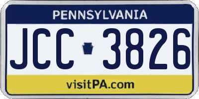 PA license plate JCC3826