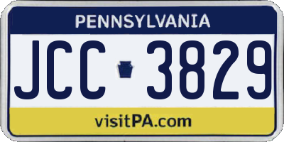 PA license plate JCC3829