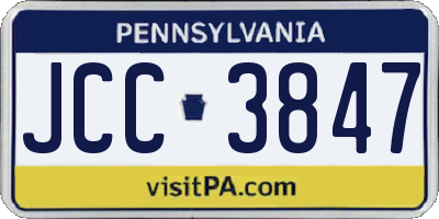 PA license plate JCC3847