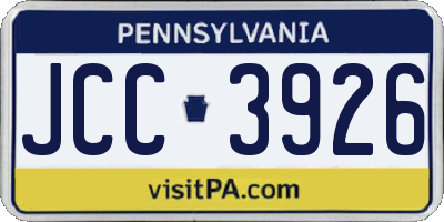 PA license plate JCC3926