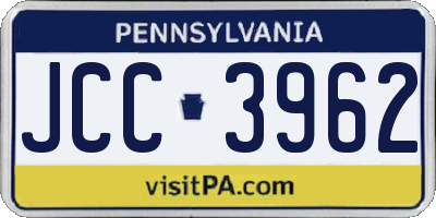 PA license plate JCC3962