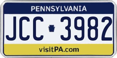 PA license plate JCC3982
