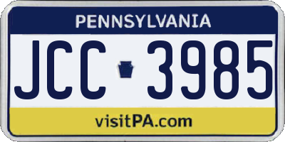 PA license plate JCC3985