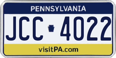 PA license plate JCC4022