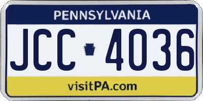 PA license plate JCC4036