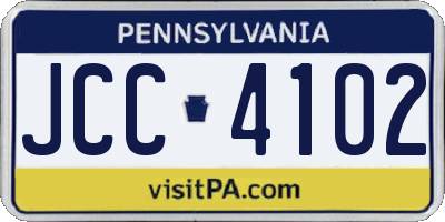 PA license plate JCC4102