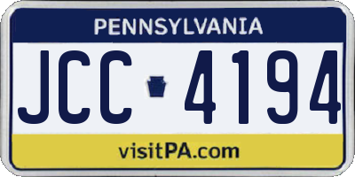 PA license plate JCC4194