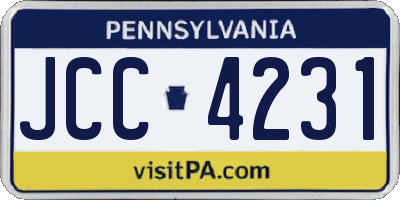PA license plate JCC4231