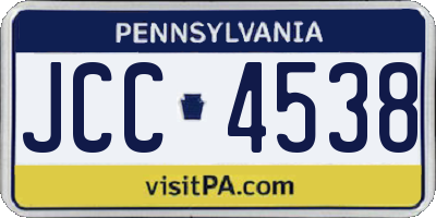 PA license plate JCC4538