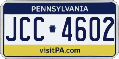 PA license plate JCC4602