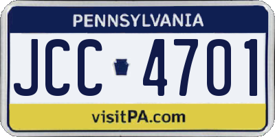 PA license plate JCC4701
