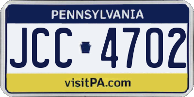 PA license plate JCC4702