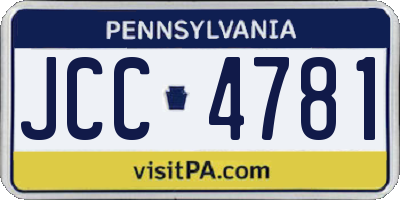 PA license plate JCC4781