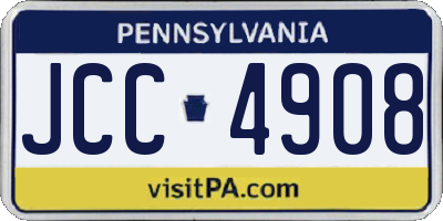 PA license plate JCC4908
