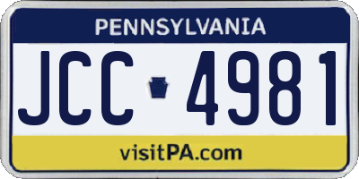 PA license plate JCC4981