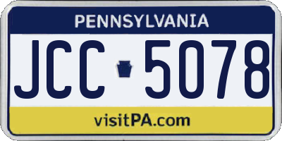 PA license plate JCC5078