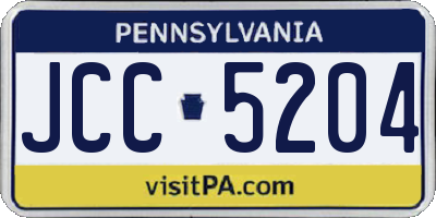 PA license plate JCC5204