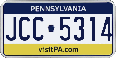 PA license plate JCC5314