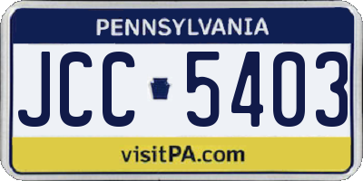 PA license plate JCC5403