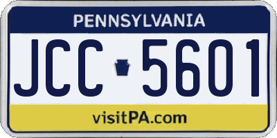 PA license plate JCC5601