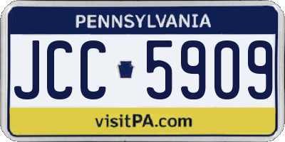 PA license plate JCC5909
