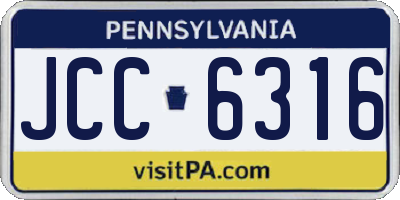 PA license plate JCC6316