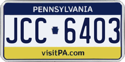 PA license plate JCC6403