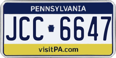 PA license plate JCC6647