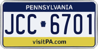PA license plate JCC6701