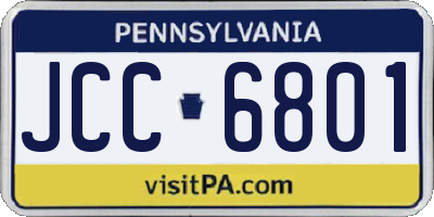 PA license plate JCC6801