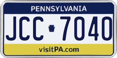 PA license plate JCC7040