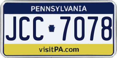 PA license plate JCC7078