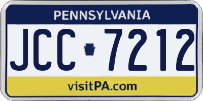 PA license plate JCC7212
