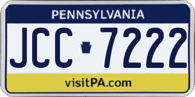 PA license plate JCC7222