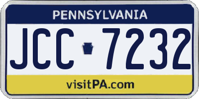 PA license plate JCC7232